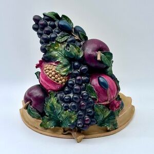 Vintage Colorful Fruit Decor Sculpture Wall Shelf / Sconce 8” x 8” x 4”